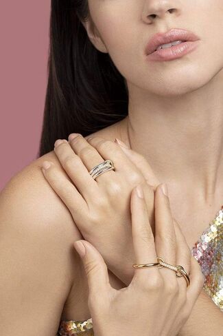 Gold Silver Rings for Women Non Tarnish 18K Gold Plated Stackable Rings Dainty Cubic Zirconia Statement Rings Wedding Band Thumb Ring Mixed Metals Stacking Rings Set Size 6 7 8 9 10 Jewelry Gifts in Kuwait