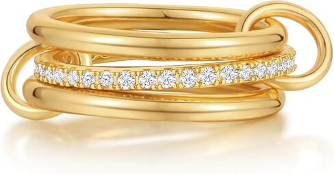 Gold Silver Rings for Women Non Tarnish 18K Gold Plated Stackable Rings Dainty Cubic Zirconia Statement Rings Wedding Band Thumb Ring Mixed Metals Stacking Rings Set Size 6 7 8 9 10 Jewelry Gifts in Kuwait