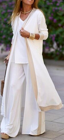 Women's Casual 3 Piece Lounge Sets Splicing Tank Tops Long Sleeve Cardigan Wide Leg Pants Sweatsuit in Saudi Arabia