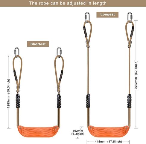 BeneLabel 2 Packs 220LB Capacity Swing Seat Set with Adjustable Length Rope 50 to 80 inch Green Swingset Swings Heavy Duty Playground Swing Set Seats for Outdoor Indoor in Kuwait