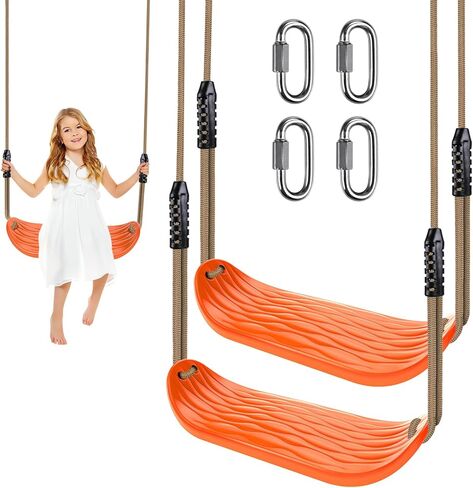 BeneLabel 2 Packs 220LB Capacity Swing Seat Set with Adjustable Length Rope 50 to 80 inch Green Swingset Swings Heavy Duty Playground Swing Set Seats for Outdoor Indoor in Kuwait