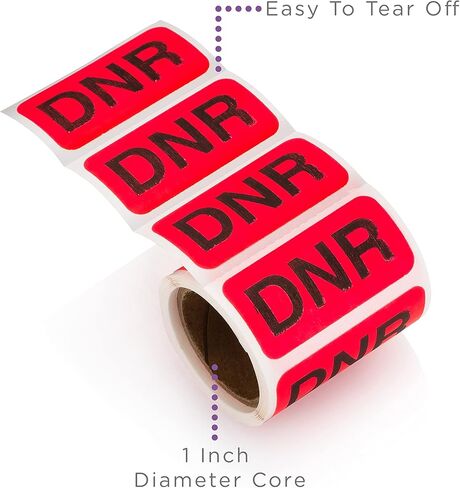 Carstens Medical Stickers – DNR Alert and Instruction Labels for Medical Charts, Red and Black, Roll of 100 Patient Chart Labels, W1.5" x H.75" in Kuwait