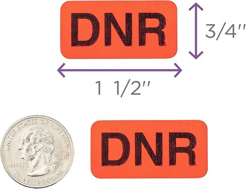 Carstens Medical Stickers – DNR Alert and Instruction Labels for Medical Charts, Red and Black, Roll of 100 Patient Chart Labels, W1.5" x H.75" in Kuwait