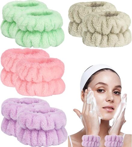 نطاقات معصم 8pcs لغسل الوجه ، وأصحاب المعصم الغسل للوجه ، ومناشف معصم السبا للنساء للنساء ، وفرقة غسيل ممتدة لأطفال الرجل ، وتمنع المياه من الانسكاب لأسفل ذراعيك in Kuwait