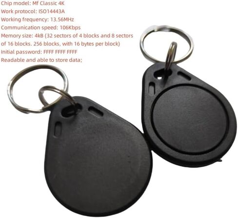 10pcs 13.56mhz keychain keychain قابلة للقراءة/قابلة للكتابة keyfobs بطاقة القرب النص MF 4K IC NFC CEYCAIN CORMIER COLTER CONTROL (Black) in Kuwait
