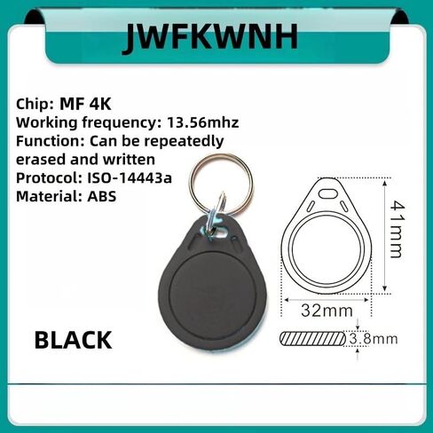 10pcs 13.56mhz keychain keychain قابلة للقراءة/قابلة للكتابة keyfobs بطاقة القرب النص MF 4K IC NFC CEYCAIN CORMIER COLTER CONTROL (Black) in Kuwait