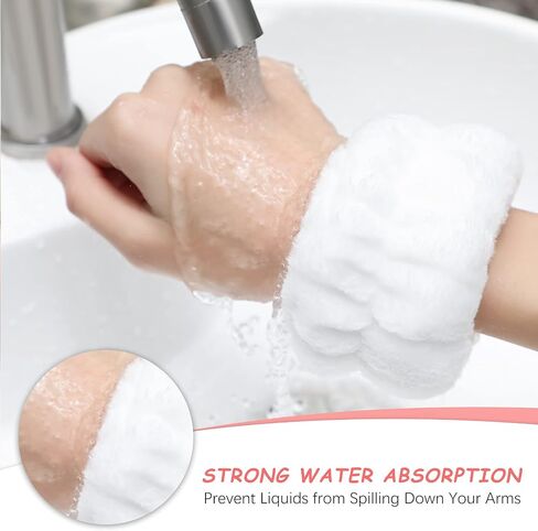 Chuangdi 4 أزواج عصابات معصم لغسل الوجه معصم SPA الألياف الدقيقة غسل المناشف الشريط Scrunchies الامتصاص معصمة العرق للنساء منع السائل من الانسكاب in Saudi Arabia
