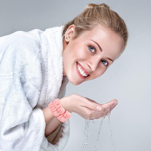 Chuangdi 4 أزواج عصابات معصم لغسل الوجه معصم SPA الألياف الدقيقة غسل المناشف الشريط Scrunchies الامتصاص معصمة العرق للنساء منع السائل من الانسكاب in Saudi Arabia