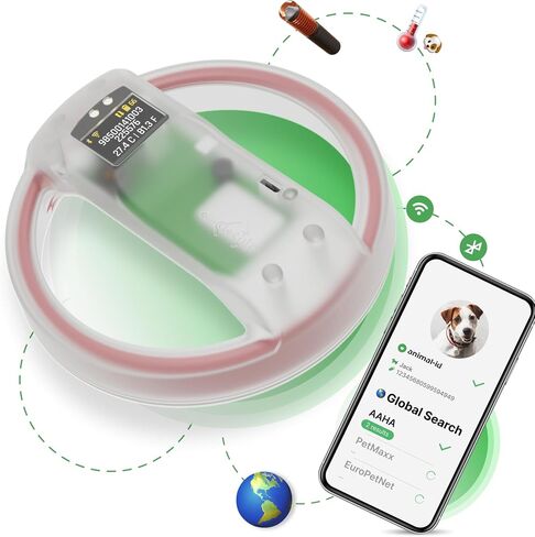 Microchip Scanner - RFID Reader - Chip Pet Scanners with Registration and Temperature Monitoring Seamless Animal ID Integration for Animals, Dogs, Cats, Puppy, Kitten (FBM) in Kuwait