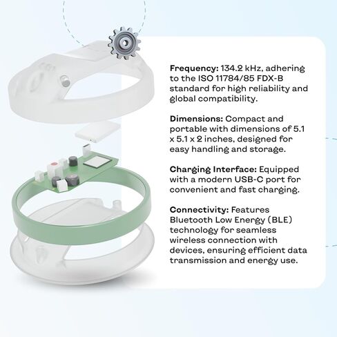 Microchip Scanner - RFID Reader - Chip Pet Scanners with Registration and Temperature Monitoring Seamless Animal ID Integration for Animals, Dogs, Cats, Puppy, Kitten (FBM) in Kuwait