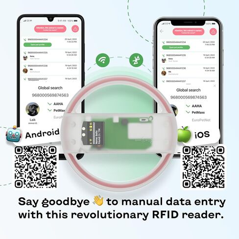 Microchip Scanner - RFID Reader - Chip Pet Scanners with Registration and Temperature Monitoring Seamless Animal ID Integration for Animals, Dogs, Cats, Puppy, Kitten (FBM) in Kuwait