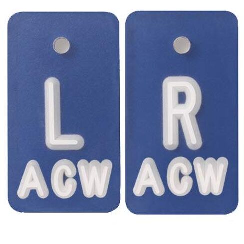 علامات الأشعة السينية (البلاستيك المرتفع KVP) - أحرف زرقاء ، بيضاء ، يمين فقط ، "R" - 3/4 " in Kuwait