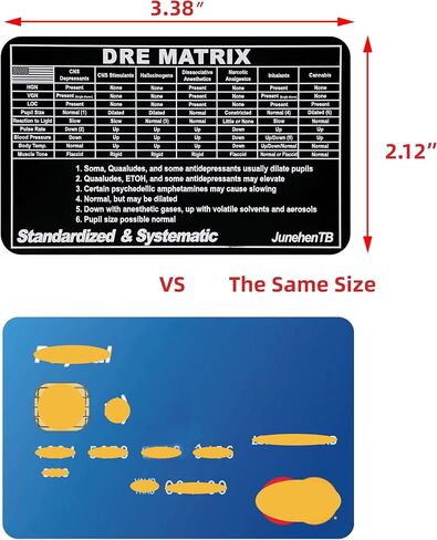 بطاقة مرجعية Matrix DRE ، خبراء التعرف على المخدرات ، بطاقة مرجعية خبراء ، وثيقة الهوية الوحيدة ، و DUI ، ونقاط تفتيش SFST ، ومرجع تقييم ضعف لإنفاذ القانون ، وأداة تدريب الشرطة وهدية للضباط (DRE-BLK-1P) in Kuwait