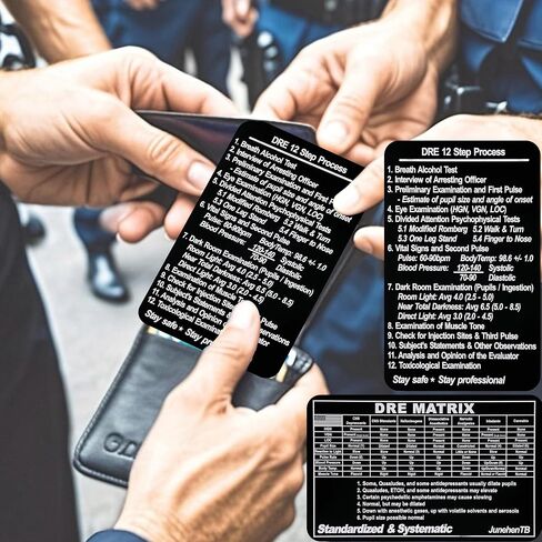 بطاقة مرجعية Matrix DRE ، خبراء التعرف على المخدرات ، بطاقة مرجعية خبراء ، وثيقة الهوية الوحيدة ، و DUI ، ونقاط تفتيش SFST ، ومرجع تقييم ضعف لإنفاذ القانون ، وأداة تدريب الشرطة وهدية للضباط (DRE-BLK-1P) in Kuwait