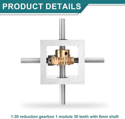 uxcell Gear Box 90 Degree Right Angle Worm Gearbox 1:30 Reduction Gearbox 1 Module 30 Teeth Worm Gear Aluminum Frame Simple Mechanical DIY Module with 8mm Shaft, 118x118x50mm(LxWxH) in Saudi Arabia