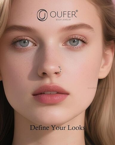OUFER Opal and CZ 20G Nose Rings Hoops, 316L Surgical Steel Hinged Segment Nose Piercing Jewelry, Septum Lip Eyebrow Rings Cartilage Conch Rook Helix Tragus Daith Earrings For Women and Men-6/7/8MM in Kuwait