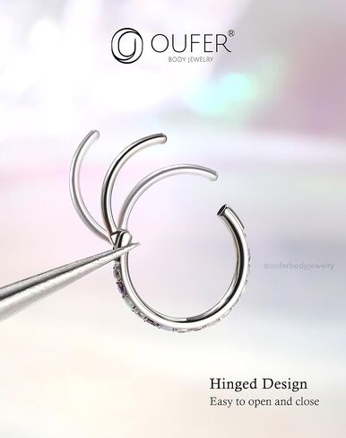 OUFER Opal and CZ 20G Nose Rings Hoops, 316L Surgical Steel Hinged Segment Nose Piercing Jewelry, Septum Lip Eyebrow Rings Cartilage Conch Rook Helix Tragus Daith Earrings For Women and Men-6/7/8MM in Kuwait