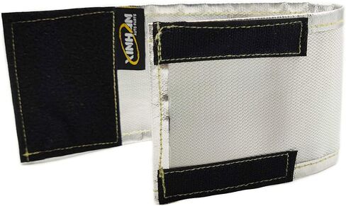 Xinhan (Silver,Black) Aluminum and Fiberglasss Heat Shielding Universal Starter Heat Shield 7 X 24in and 5.5 x 17in Wrap Self Attaching (Black, 7IN x 24IN) in Saudi Arabia