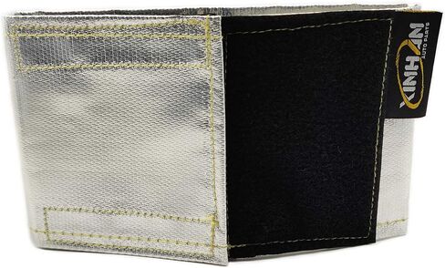 Xinhan (Silver,Black) Aluminum and Fiberglasss Heat Shielding Universal Starter Heat Shield 7 X 24in and 5.5 x 17in Wrap Self Attaching (Black, 7IN x 24IN) in Saudi Arabia
