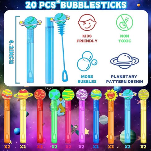 24Pieces Outer Space Party Favors (8 Style),Astronaut/Rocket/Planet Cute Bubble Wand Great for Glow Outer Space Birthday Party Supplies, Goodie Bags Stuffer School Classroom Prizes Birthday Gift in Kuwait