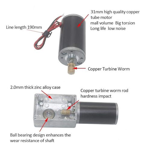 24V DC Worm Gear Motor 8 مم محرك كهربائي نطاق سرعة التواء العالي 10-500 دورة في الدقيقة (100RPM) in Saudi Arabia