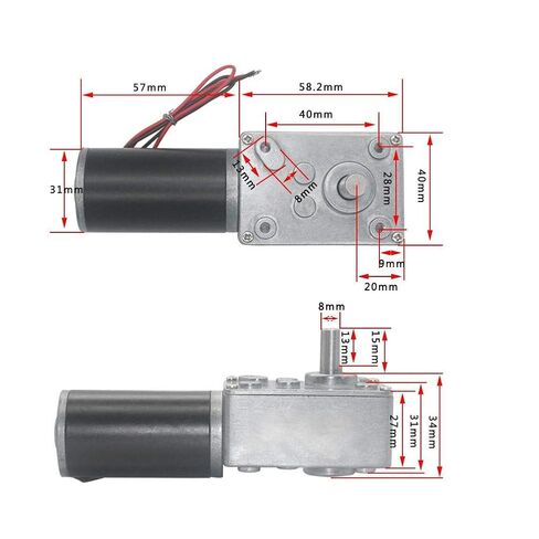 24V DC Worm Gear Motor 8 مم محرك كهربائي نطاق سرعة التواء العالي 10-500 دورة في الدقيقة (100RPM) in Saudi Arabia
