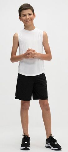 KISTA 3 Pack Kid's & Boys Sleeveless Workout Shirts, Dry Fit Running Mesh Cutoff Shirts, Athletic Training Tank Tops in Kuwait