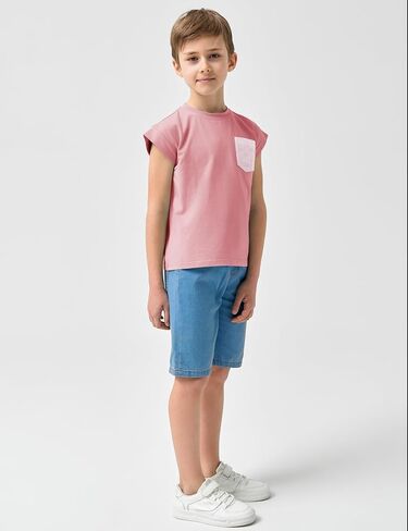 Jimonda Boys Tank Top Sleeveless Girls Workout Pocket T-Shirt Flying Sleeve Toddler Athletic Tees for Kids 2-7 Years in Saudi Arabia