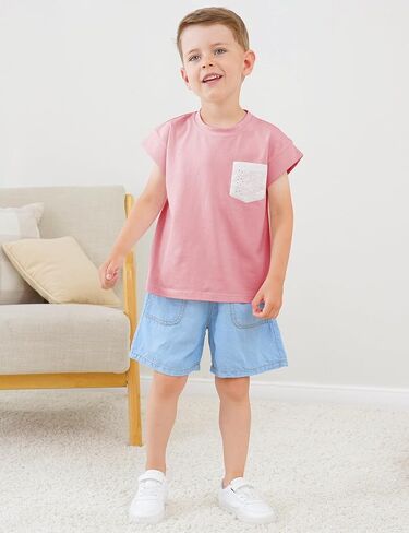 Jimonda Boys Tank Top Sleeveless Girls Workout Pocket T-Shirt Flying Sleeve Toddler Athletic Tees for Kids 2-7 Years in Saudi Arabia