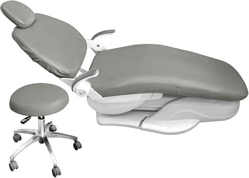 4Pcs/Set Dental Chair Covers, Dental PU Leather Unit, Waterproof PU Leather Protective Dental Full Chair Covers Elastic Stylish Dental Chair Seat Cover, Headrest Backrest Protector, Denti(Color:Grey) in Saudi Arabia