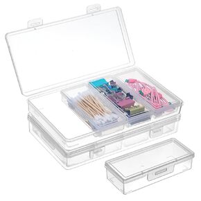 2 pcs cotton rab case & floss case - منظم التخزين البلاستيكي مع غطاء ، وحاوية محمولة متعددة الأجزاء لـ QTIPS ، اختيارات الخيط ، علاقات الشعر ، المجوهرات (7.7 "x4.4 × 1.18") in Kuwait