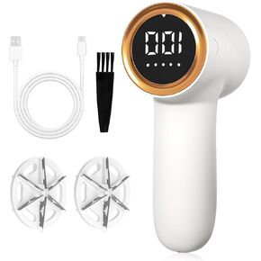 M-MAX Electric Lint Remover, 5-Speed Adjustable Fabric Shaver with LED Display,6 Leaf Blades Reusable Portable Clothes Shaver for Furniture/Carpets/Coats - Eco-Friendly Pet Owners Essential,White in Saudi Arabia