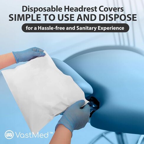 500 PCs Dental Premium White Chair Headrest Cover 10x13 by VASTMED | Disposable Plastic Headrest Sleeves Protector | Professional Waterproof Colored Sleeves for Headrests in Saudi Arabia