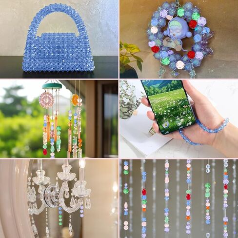 1000Pcs Glass Beads for Jewelry Making Crystal Beads for Bracelet Craft Necklace Earring Making Assorted Color 5 Style/Crackle Round/Briolette Faceted/Bicone/Cube/Four-Leaf Clover / 4 Size in Saudi Arabia