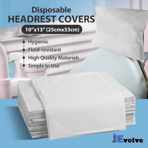 500 PCs Chair Headrest Cover 10''x13'' by JEVOLVE – Blue Disposable Protective Covers for Office Chairs, Travel Seats, Salon Equipment, and Home Furniture | Soft, Hygienic, Easy-to-Use Design in Kuwait