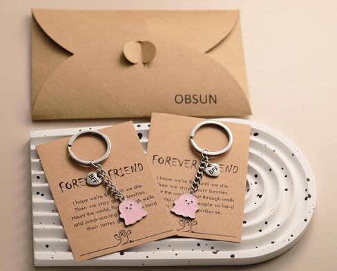 Best Friend Birthday Gifts for Women Funny Cute Ghost Keychain Bestie Gifts Long Distance Stuff for 2 with Card in Kuwait