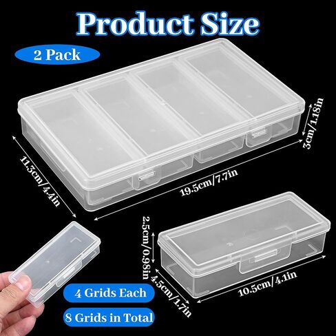 2 pcs cotton rab case & floss case - منظم التخزين البلاستيكي مع غطاء ، وحاوية محمولة متعددة الأجزاء لـ QTIPS ، اختيارات الخيط ، علاقات الشعر ، المجوهرات (7.7 "x4.4 × 1.18") in Kuwait