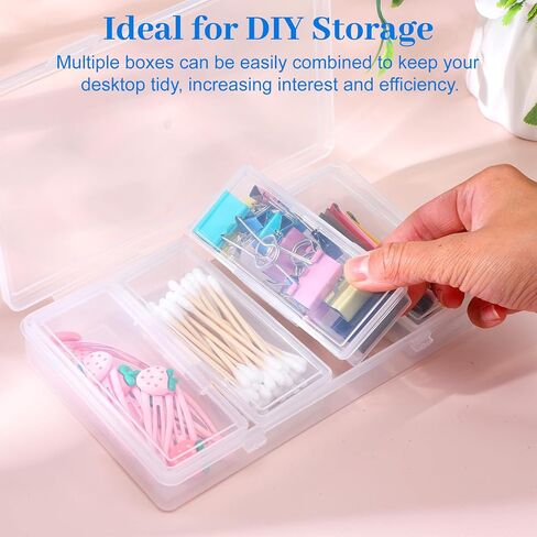 2 pcs cotton rab case & floss case - منظم التخزين البلاستيكي مع غطاء ، وحاوية محمولة متعددة الأجزاء لـ QTIPS ، اختيارات الخيط ، علاقات الشعر ، المجوهرات (7.7 "x4.4 × 1.18") in Kuwait