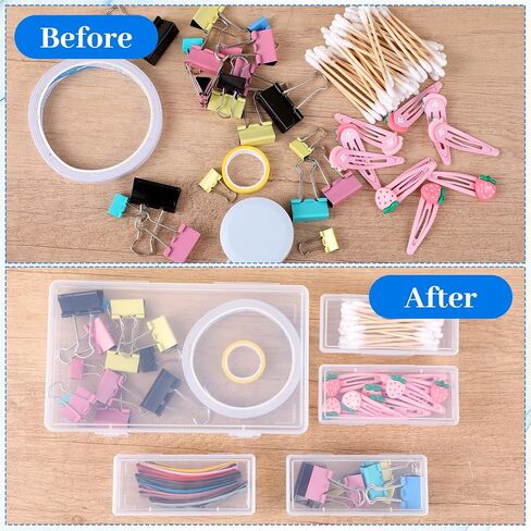 2 pcs cotton rab case & floss case - منظم التخزين البلاستيكي مع غطاء ، وحاوية محمولة متعددة الأجزاء لـ QTIPS ، اختيارات الخيط ، علاقات الشعر ، المجوهرات (7.7 "x4.4 × 1.18") in Kuwait