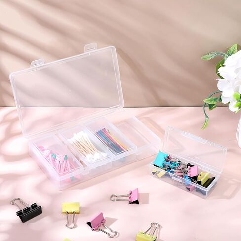 2 pcs cotton rab case & floss case - منظم التخزين البلاستيكي مع غطاء ، وحاوية محمولة متعددة الأجزاء لـ QTIPS ، اختيارات الخيط ، علاقات الشعر ، المجوهرات (7.7 "x4.4 × 1.18") in Kuwait