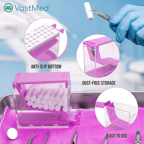 1PC Dental Grade Purple Cotton Roll Dispenser by VASTMED | Dental Press Type Cotton Rolls Holder Dispenser Hygienic Divider | Perfect for Professional Clinic, Hospital, Home Use in Kuwait