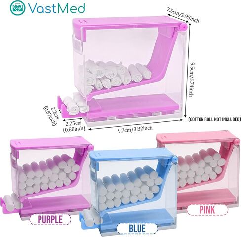 1PC Dental Grade Purple Cotton Roll Dispenser by VASTMED | Dental Press Type Cotton Rolls Holder Dispenser Hygienic Divider | Perfect for Professional Clinic, Hospital, Home Use in Kuwait