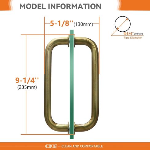 CKB 6 "مقبض باب دش ، من الوراء إلى الخلف ، سحب باب الدش المتوافق مع 1/4" إلى 1/2 "الزجاج سمك لأبواب دش زجاجية ، أسود غير لامع مع 304 من الفولاذ المقاوم للصدأ. in Kuwait