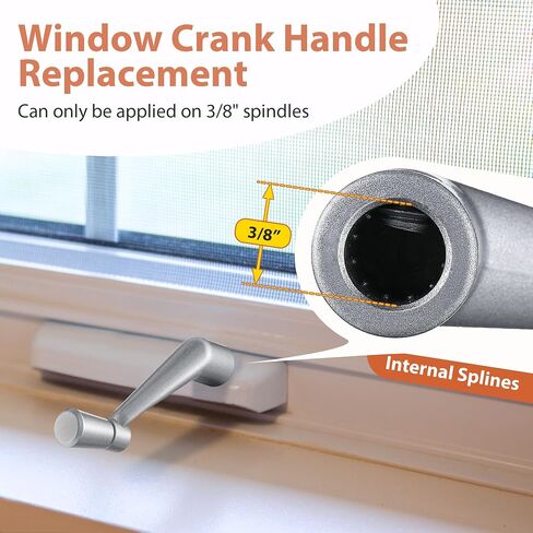 4 Pack Window Crank Handle Replacement H 3966 H 4106, 3/8" Spline Socket Crank Handle with Smooth 360 Degree Operation, Casement Window Rotating Handles Provide Security for Windows in Kuwait