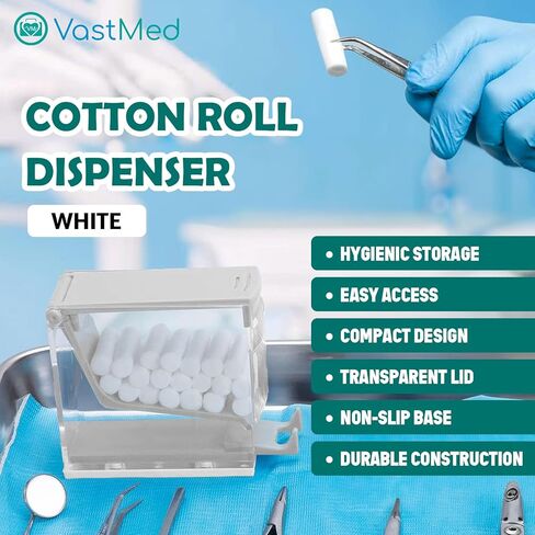 1PC Dental Grade Purple Cotton Roll Dispenser by VASTMED | Dental Press Type Cotton Rolls Holder Dispenser Hygienic Divider | Perfect for Professional Clinic, Hospital, Home Use in Kuwait
