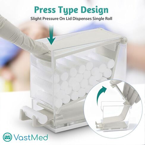 1PC Dental Grade Purple Cotton Roll Dispenser by VASTMED | Dental Press Type Cotton Rolls Holder Dispenser Hygienic Divider | Perfect for Professional Clinic, Hospital, Home Use in Kuwait