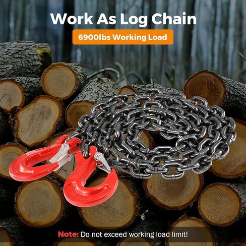 BEAMNOVA 3/8 Inch Tow Chains with Slip Hooks, 6900lbs Working Load, Heavy Duty Trailer Safety Chain, Grade 80 Log Chain, Towing Accessories for Trucks Car Vehicle, Binder Recovery Chain in Saudi Arabia