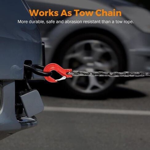 BEAMNOVA 3/8 Inch Tow Chains with Slip Hooks, 6900lbs Working Load, Heavy Duty Trailer Safety Chain, Grade 80 Log Chain, Towing Accessories for Trucks Car Vehicle, Binder Recovery Chain in Saudi Arabia