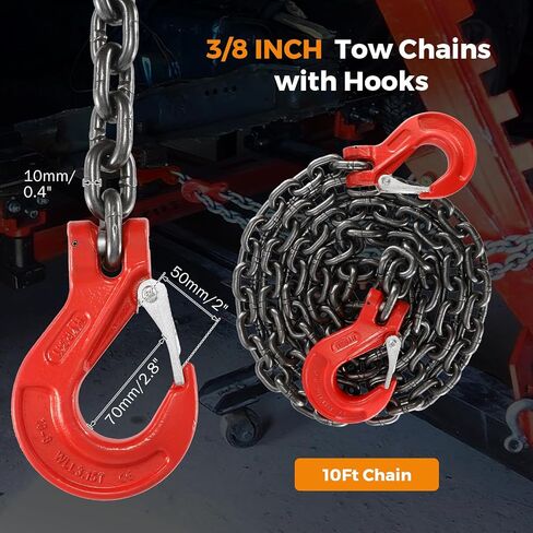 BEAMNOVA 3/8 Inch Tow Chains with Slip Hooks, 6900lbs Working Load, Heavy Duty Trailer Safety Chain, Grade 80 Log Chain, Towing Accessories for Trucks Car Vehicle, Binder Recovery Chain in Saudi Arabia