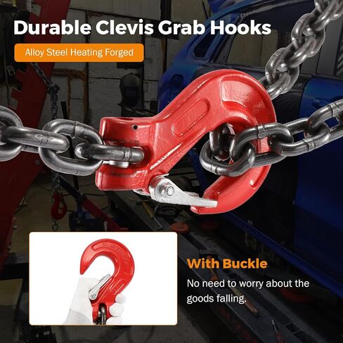 BEAMNOVA 3/8 Inch Tow Chains with Slip Hooks, 6900lbs Working Load, Heavy Duty Trailer Safety Chain, Grade 80 Log Chain, Towing Accessories for Trucks Car Vehicle, Binder Recovery Chain in Saudi Arabia